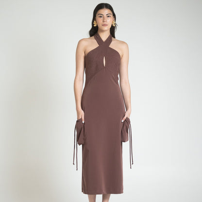 SPLIT DRESS - CHOCOLATE