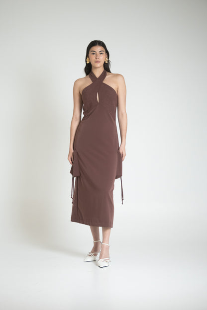 SPLIT DRESS - CHOCOLATE