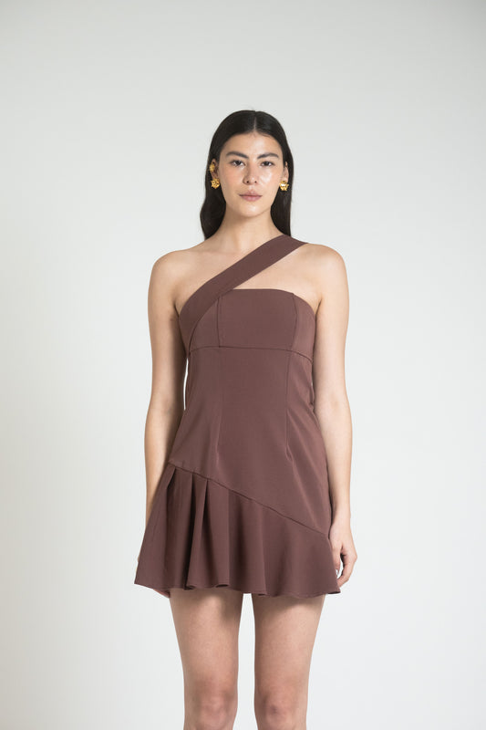 CATANIA MINI DRESS - CHOCOLATE