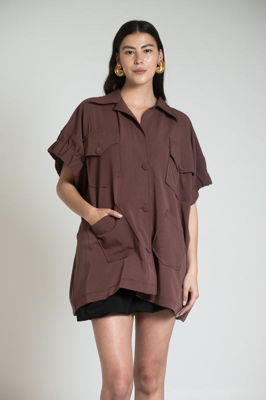 CAGLIARI JACKET DRESS - CHOCOLATE