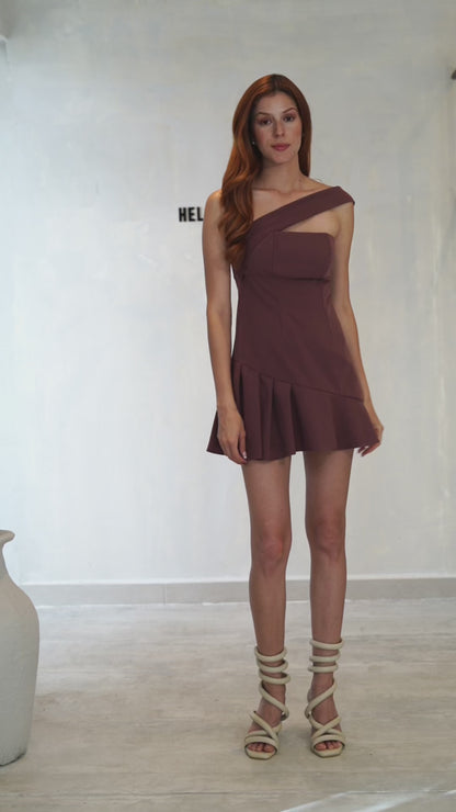 CATANIA MINI DRESS - CHOCOLATE